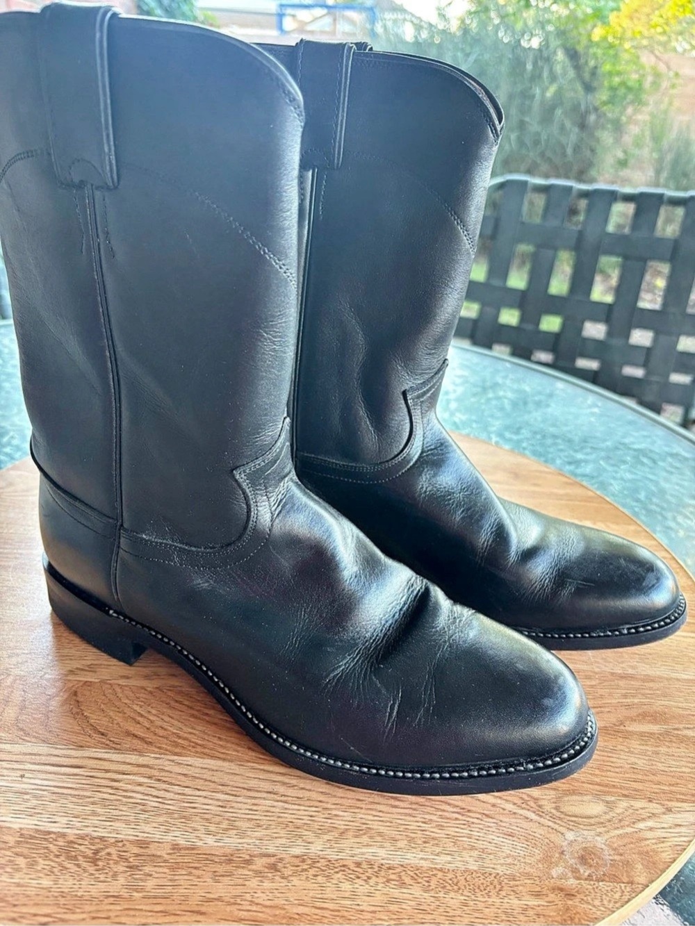 Justin Jackson Roper Boots Style 3133 Men's Black Leather US 9 EE